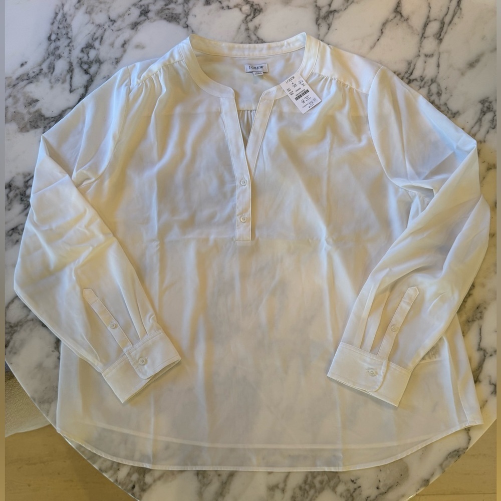 NWT JCrew Popover placket blouse in Marine Salt Sz XL minor pallet dust - Picture 5 of 9